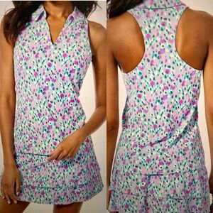 Lilly Pulitzer LAKELYN BRA POLO Luxletic Tank Top sz XS Hottie Dottie UPF50+